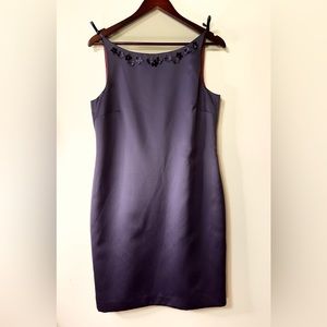 Ann Taylor Loft Formal Purple Dress with accent Fabric flowers